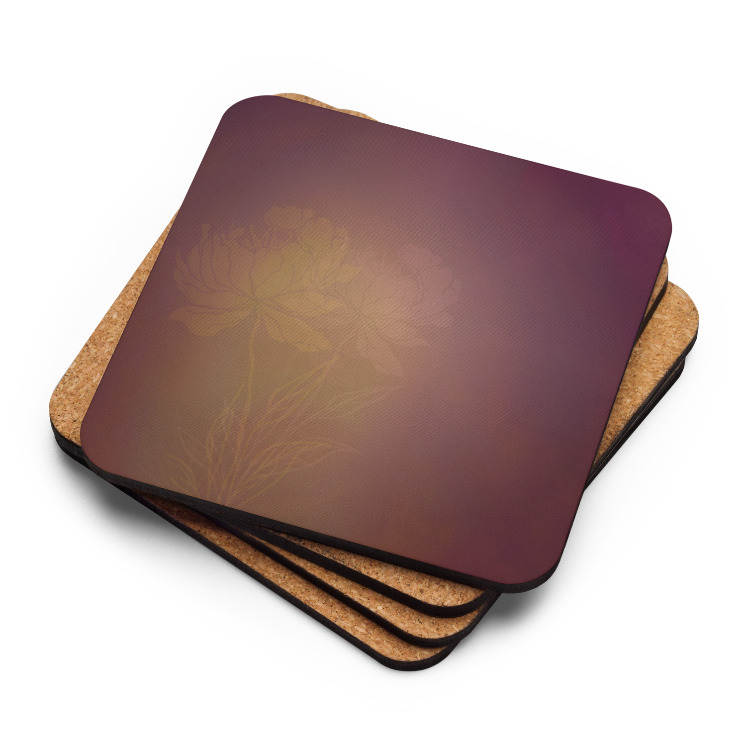 Cork-back coaster - Peachy Keen Peonies