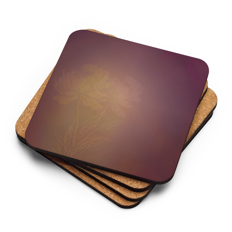 Cork-back coaster - Peachy Keen Peonies