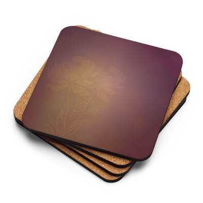 Cork-back coaster - Peachy Keen Peonies