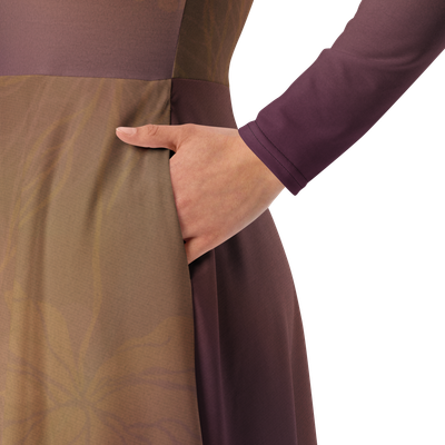 Dress Long sleeve midi - Peachy Keen Peonies
