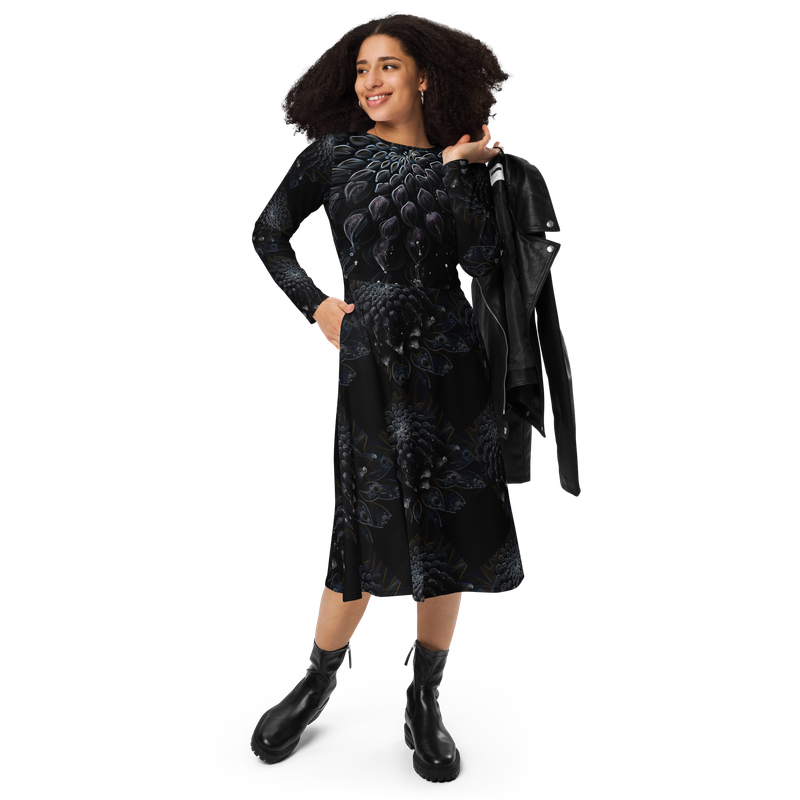Dress Long sleeve midi - Black Dahlia Drama