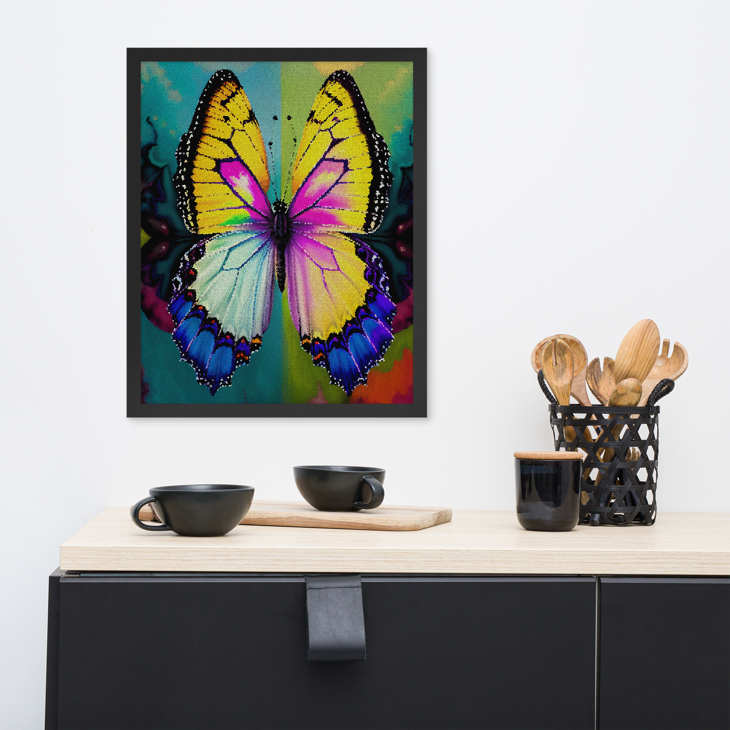 Framed Wall Art - Butterfly Hanging
