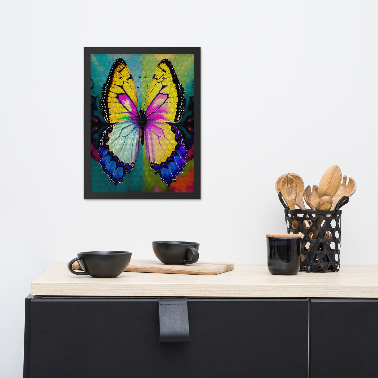 Framed Wall Art - Butterfly Hanging