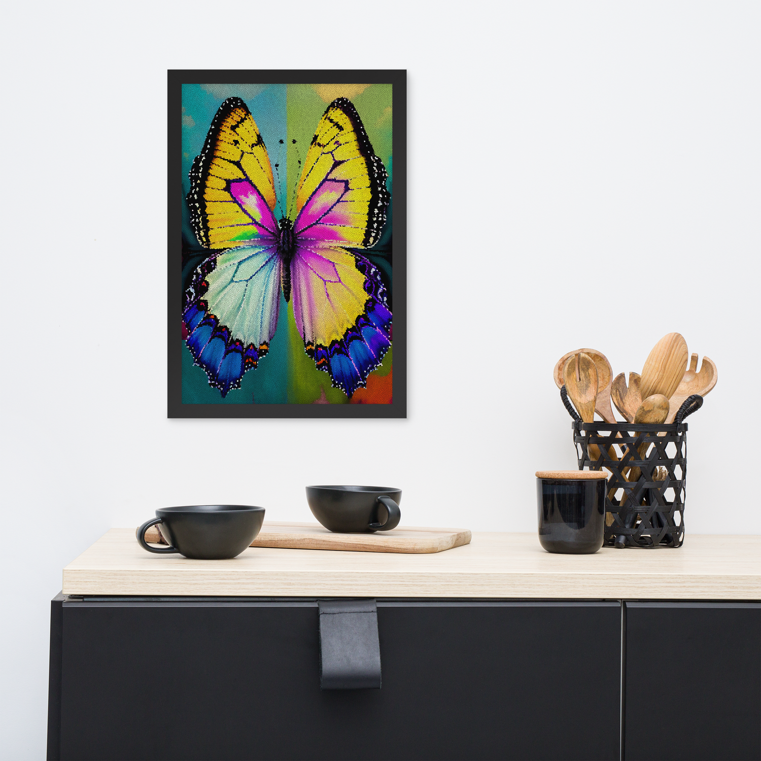 Framed Wall Art - Butterfly Hanging