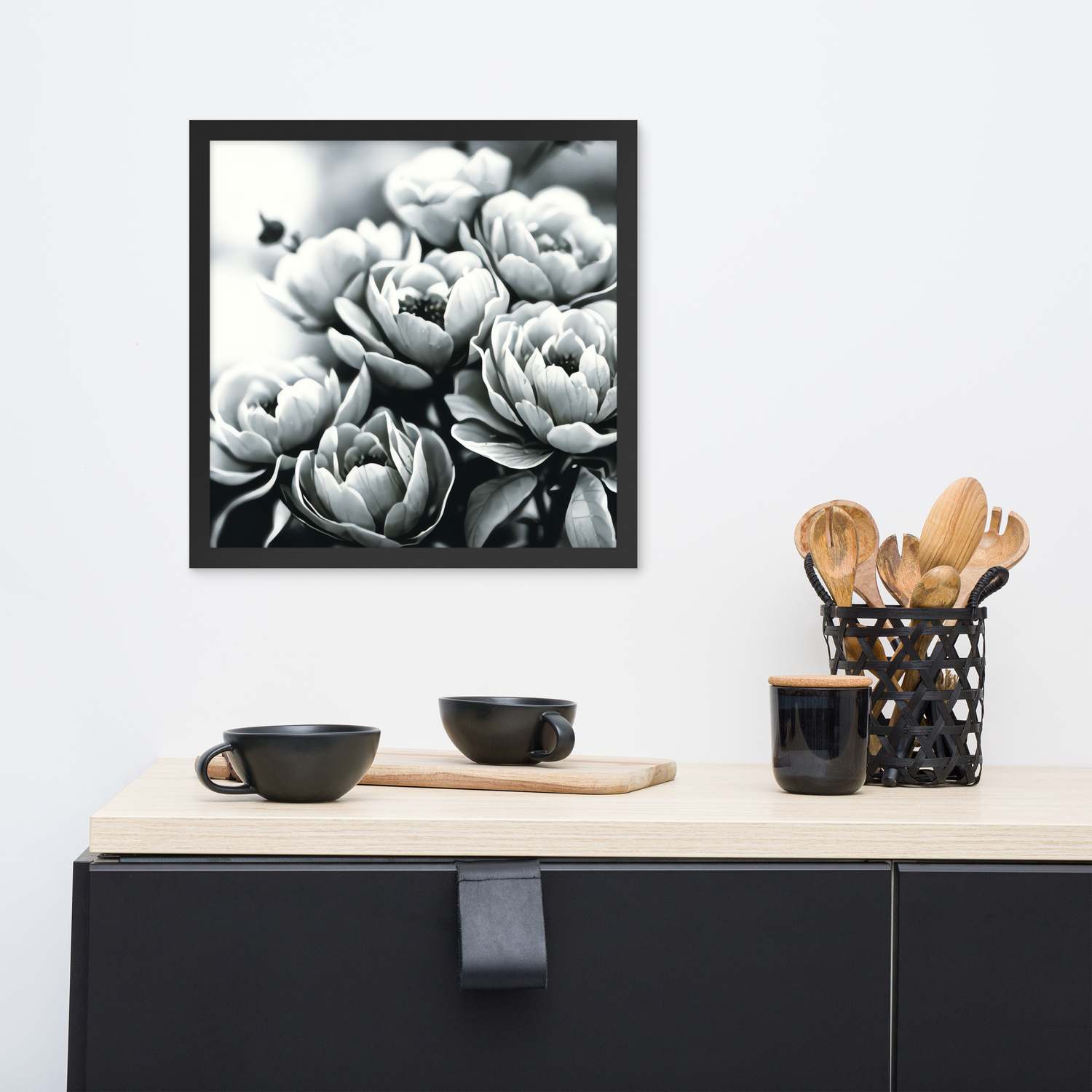 Framed Wall Art - Penciled Peonies