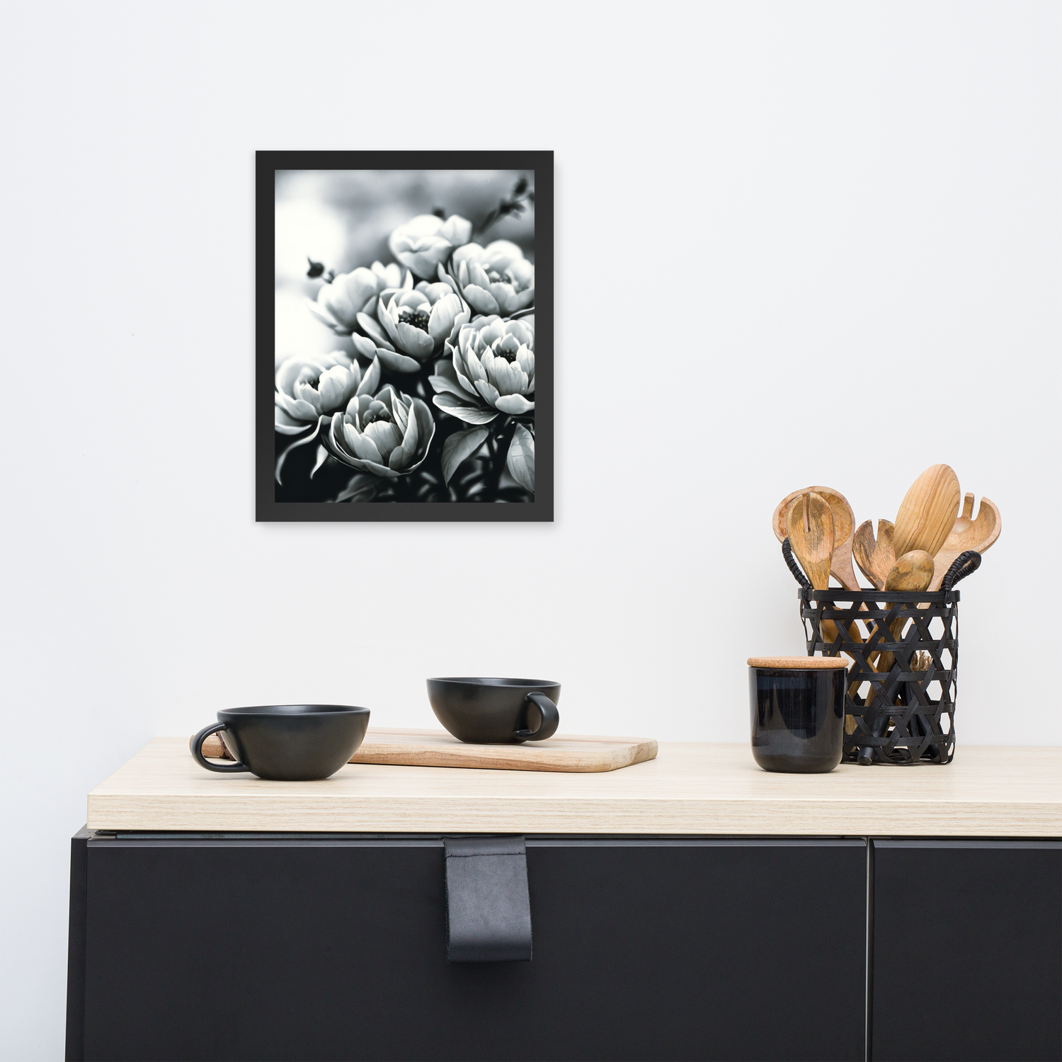 Framed Wall Art - Penciled Peonies