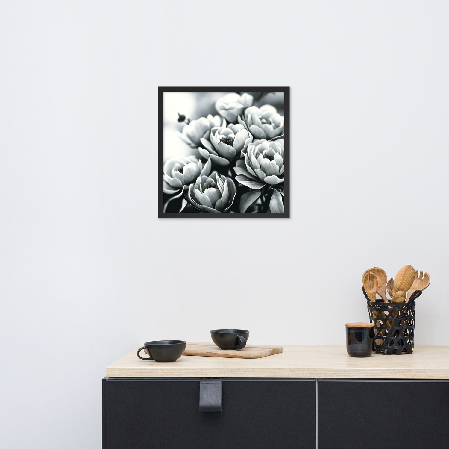 Framed Wall Art - Penciled Peonies