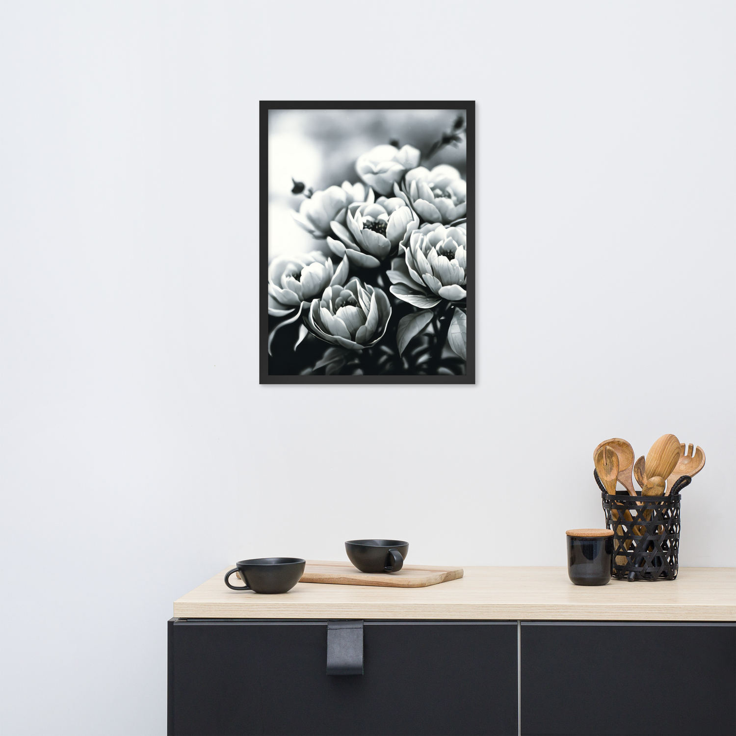 Framed Wall Art - Penciled Peonies