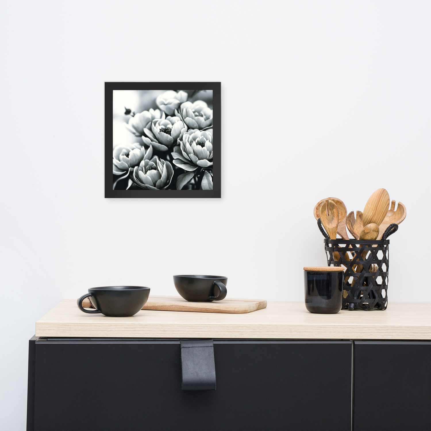 Framed Wall Art - Penciled Peonies