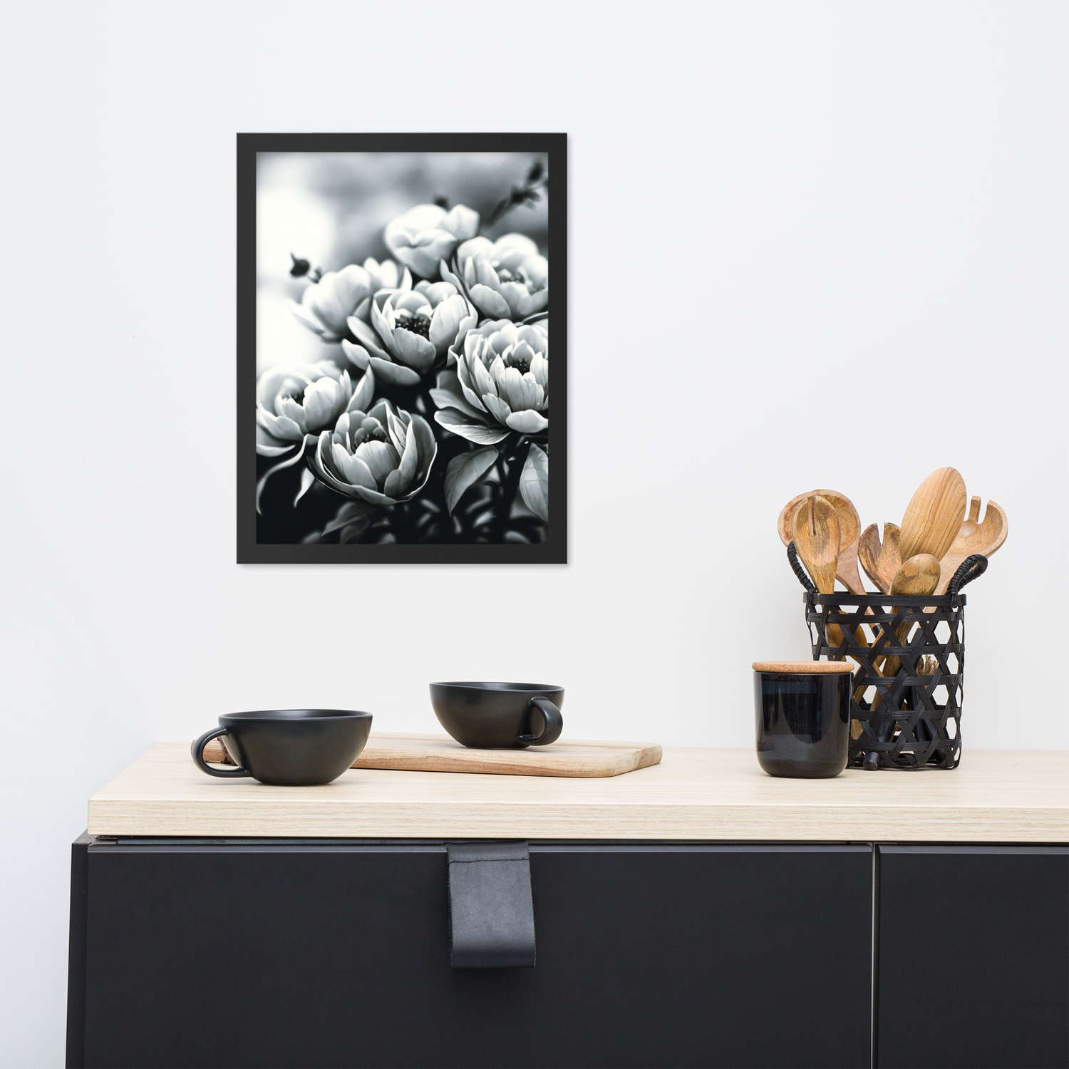 Framed Wall Art - Penciled Peonies