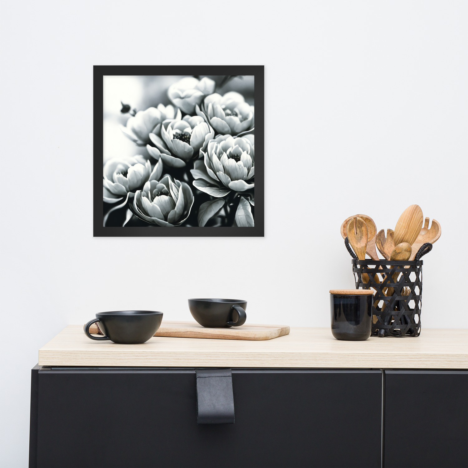 Framed Wall Art - Penciled Peonies