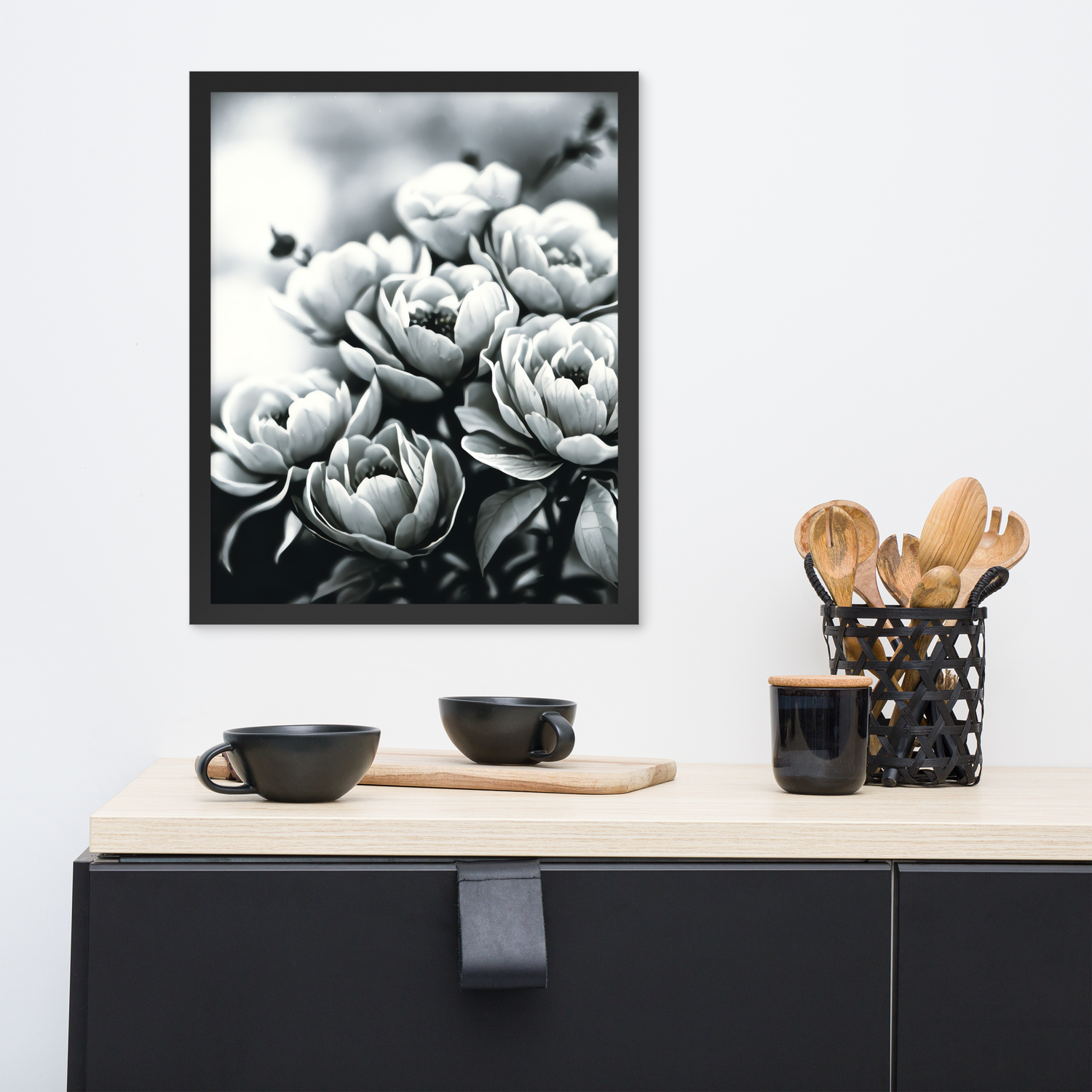Framed Wall Art - Penciled Peonies