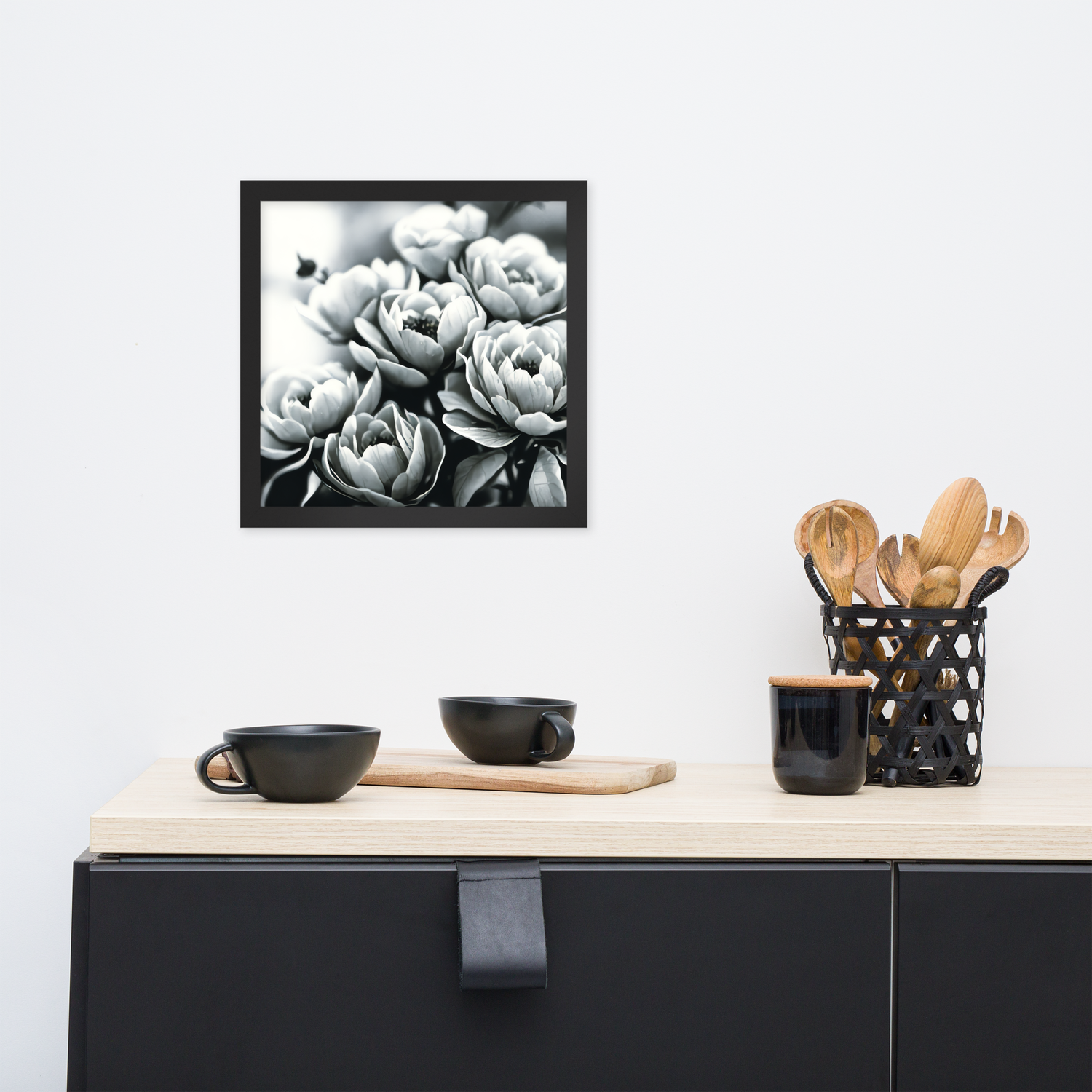 Framed Wall Art - Penciled Peonies