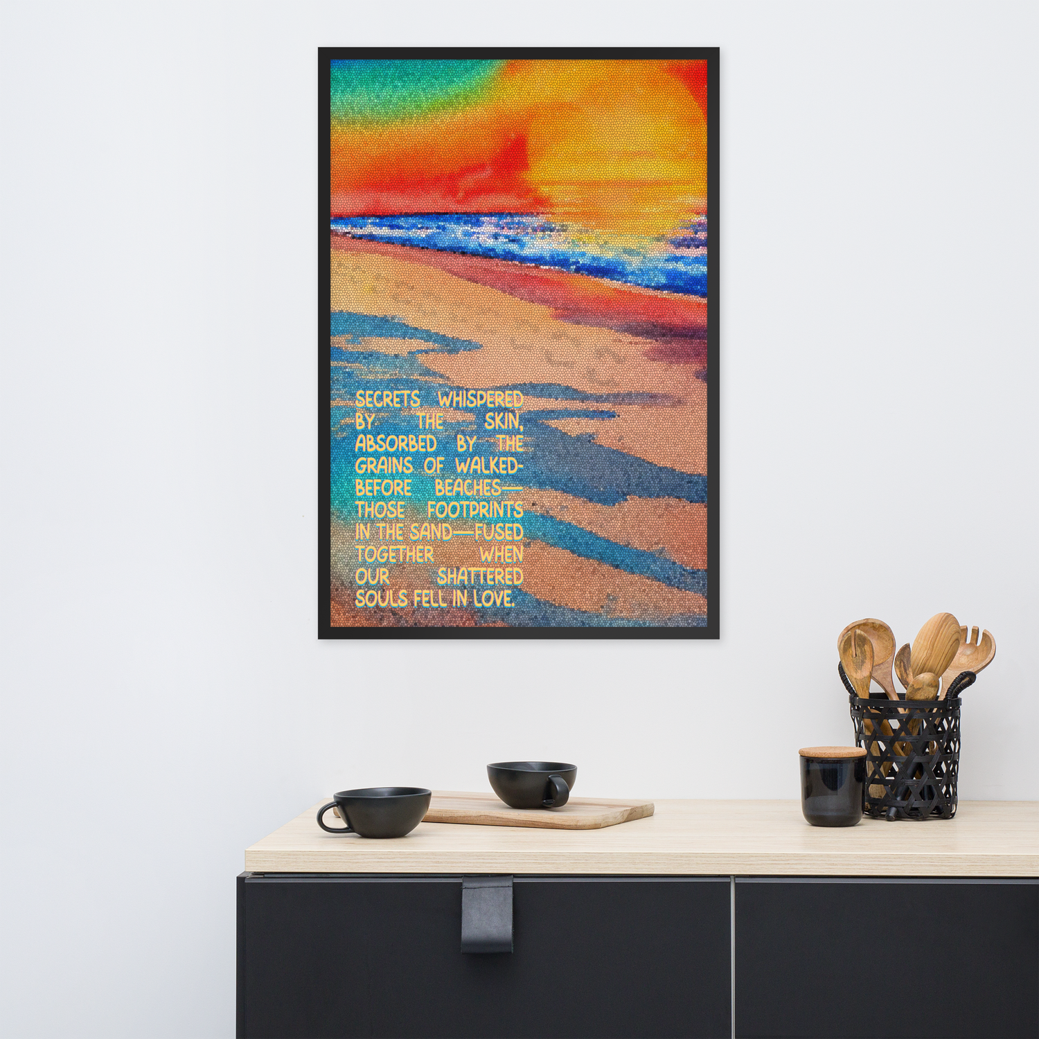 Framed Wall Art - Those Footprints In The Sand (Overlaid-Prose)