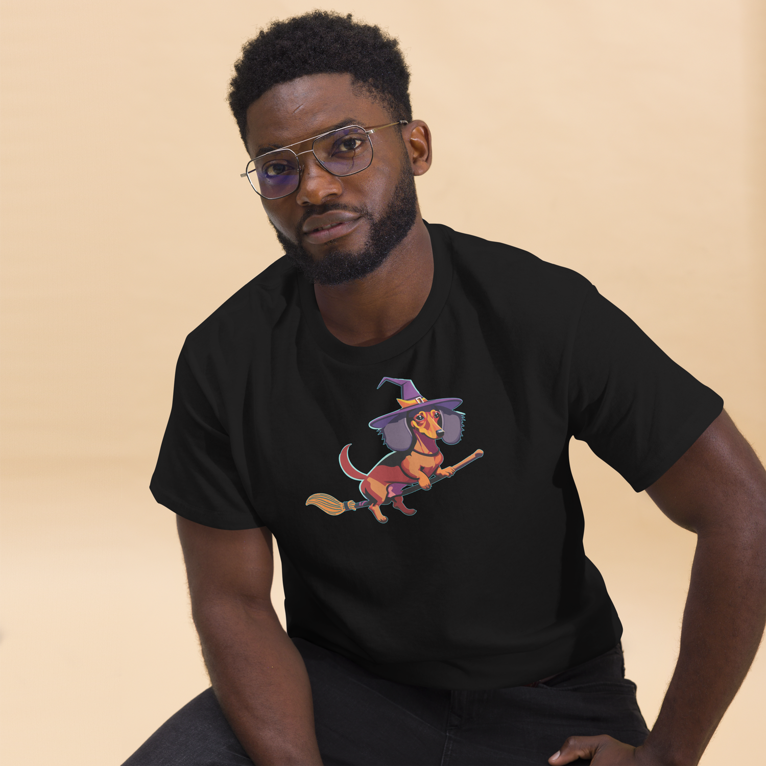 Unisex classic tee - Dachshund Halloweenie Witch
