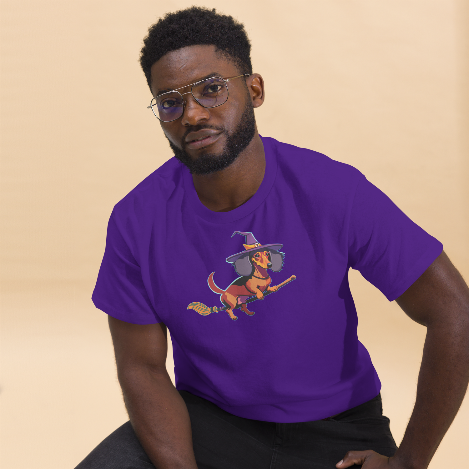 Unisex classic tee - Dachshund Halloweenie Witch