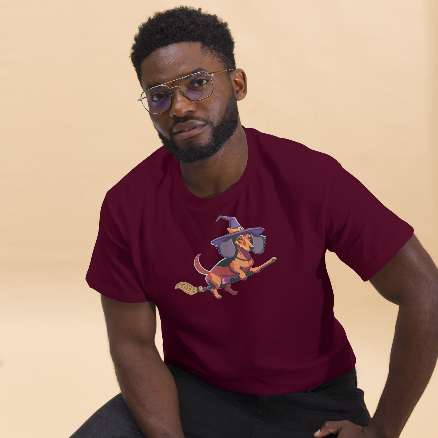 Unisex classic tee - Dachshund Halloweenie Witch
