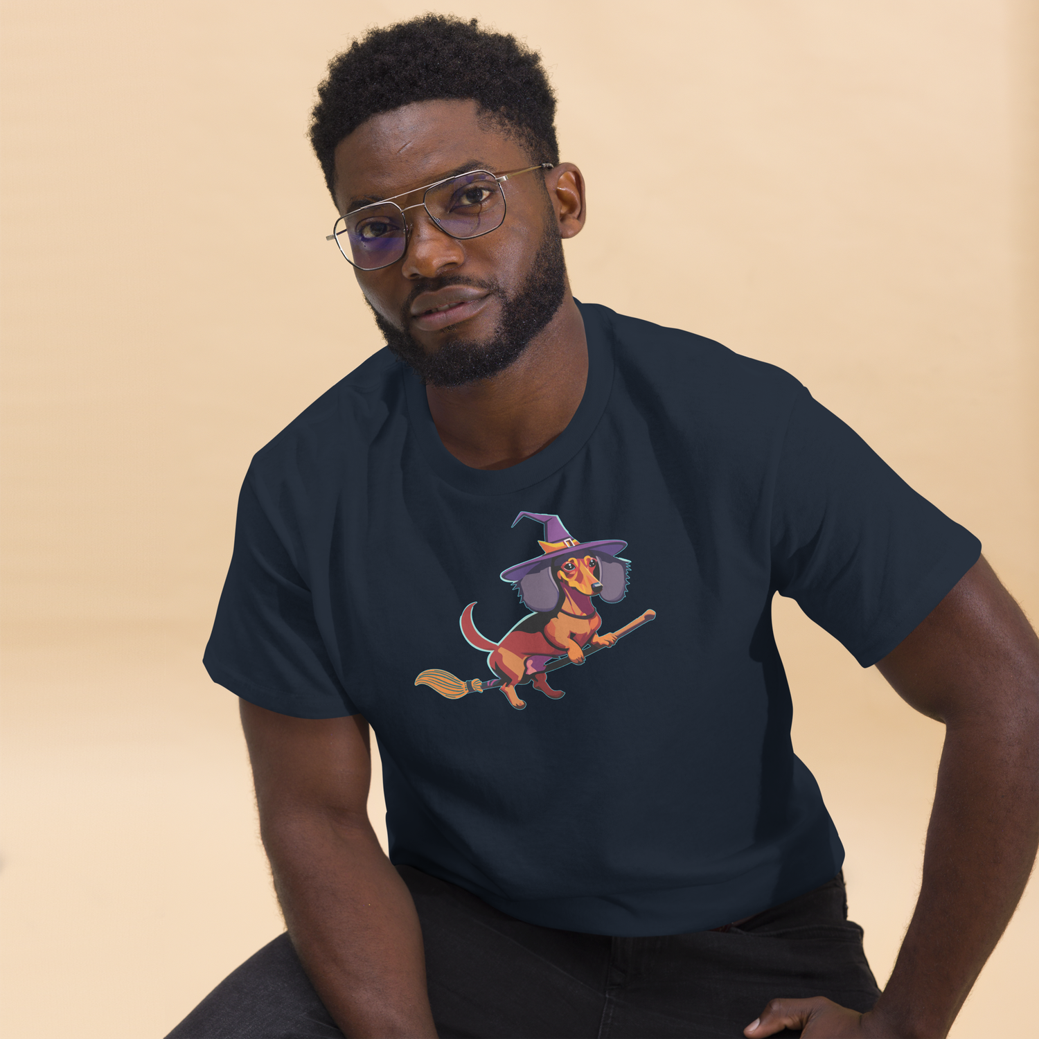 Unisex classic tee - Dachshund Halloweenie Witch
