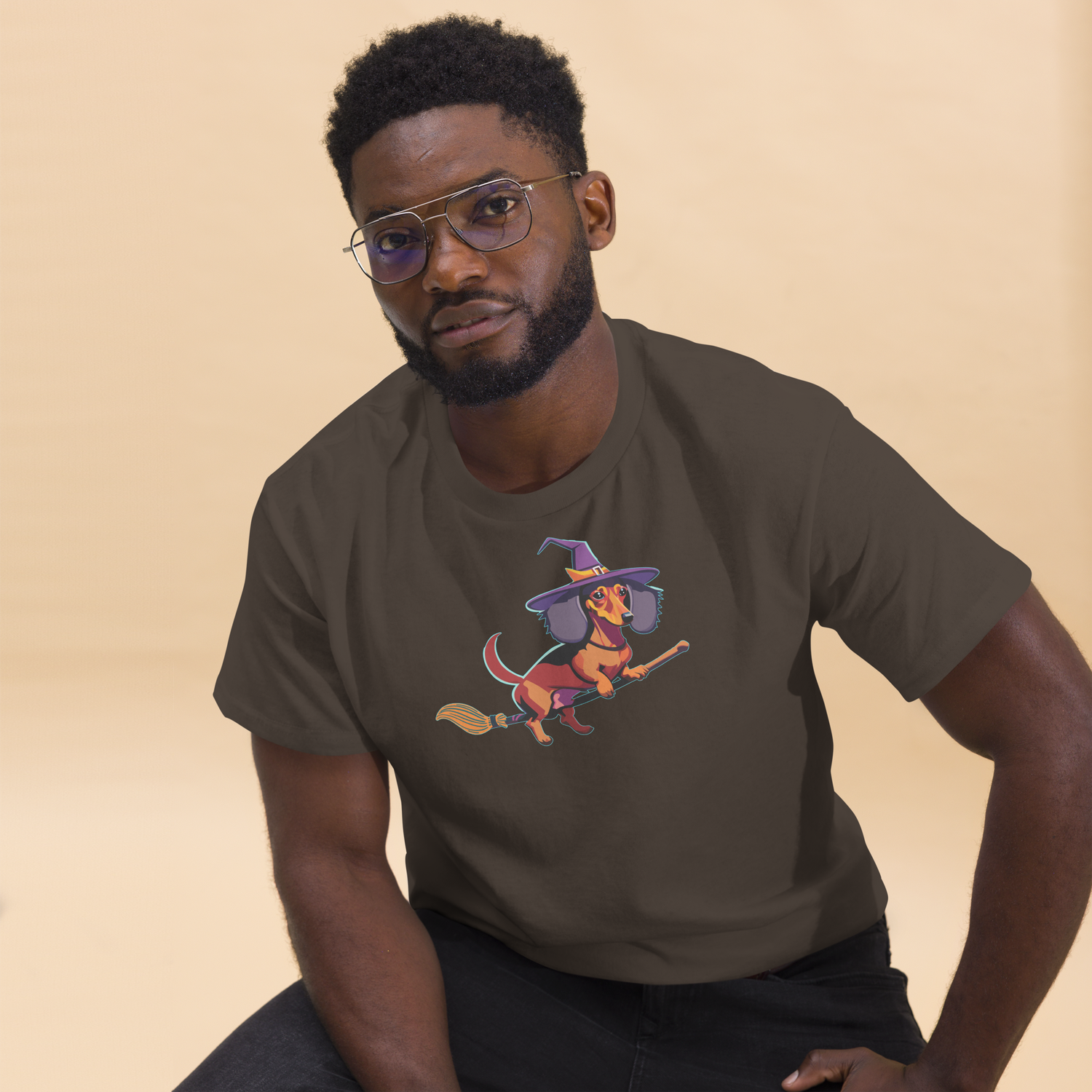 Unisex classic tee - Dachshund Halloweenie Witch
