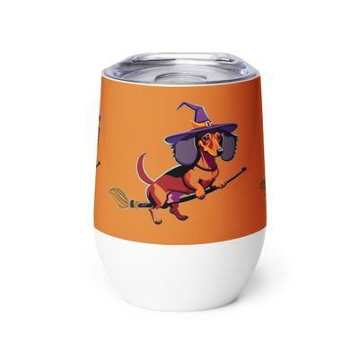 Wine tumbler - Dachshund Halloweenie - Pumpkin Spice