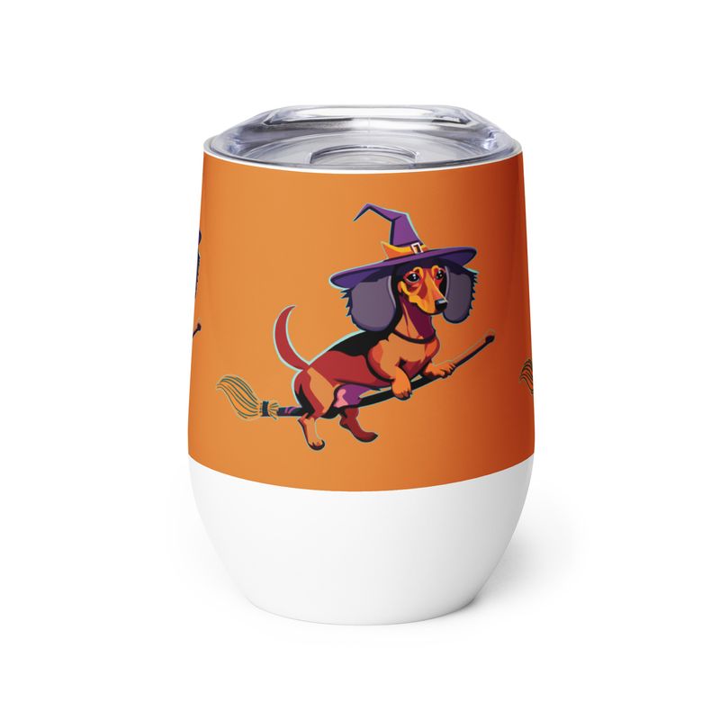 Wine tumbler - Dachshund Halloweenie - Pumpkin Spice