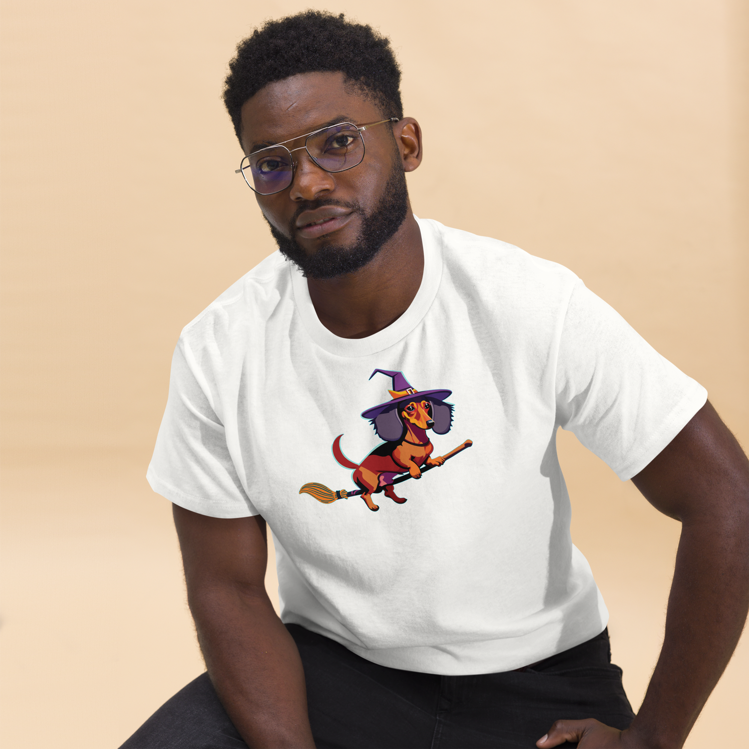 Unisex classic tee - Dachshund Halloweenie Witch