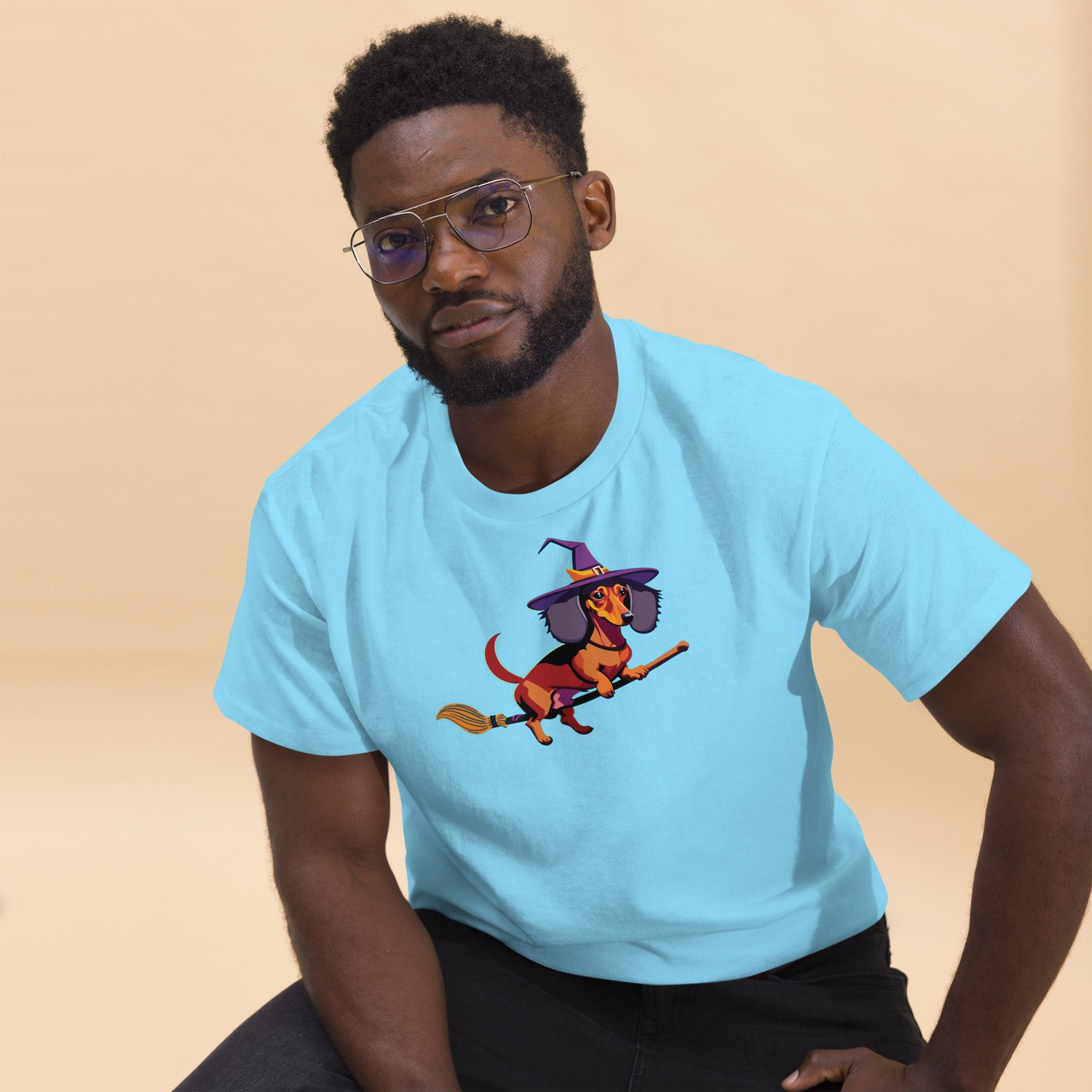 Unisex classic tee - Dachshund Halloweenie Witch