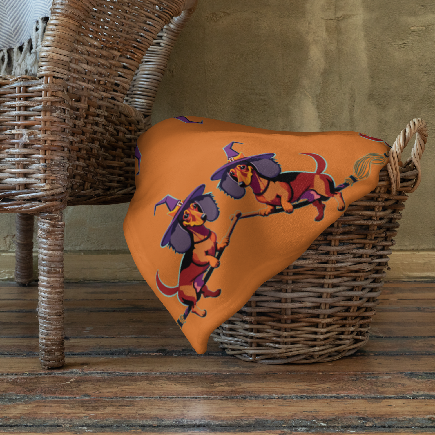 Throw Blanket - Dachshund Halloweenie - Pumpkin Spice