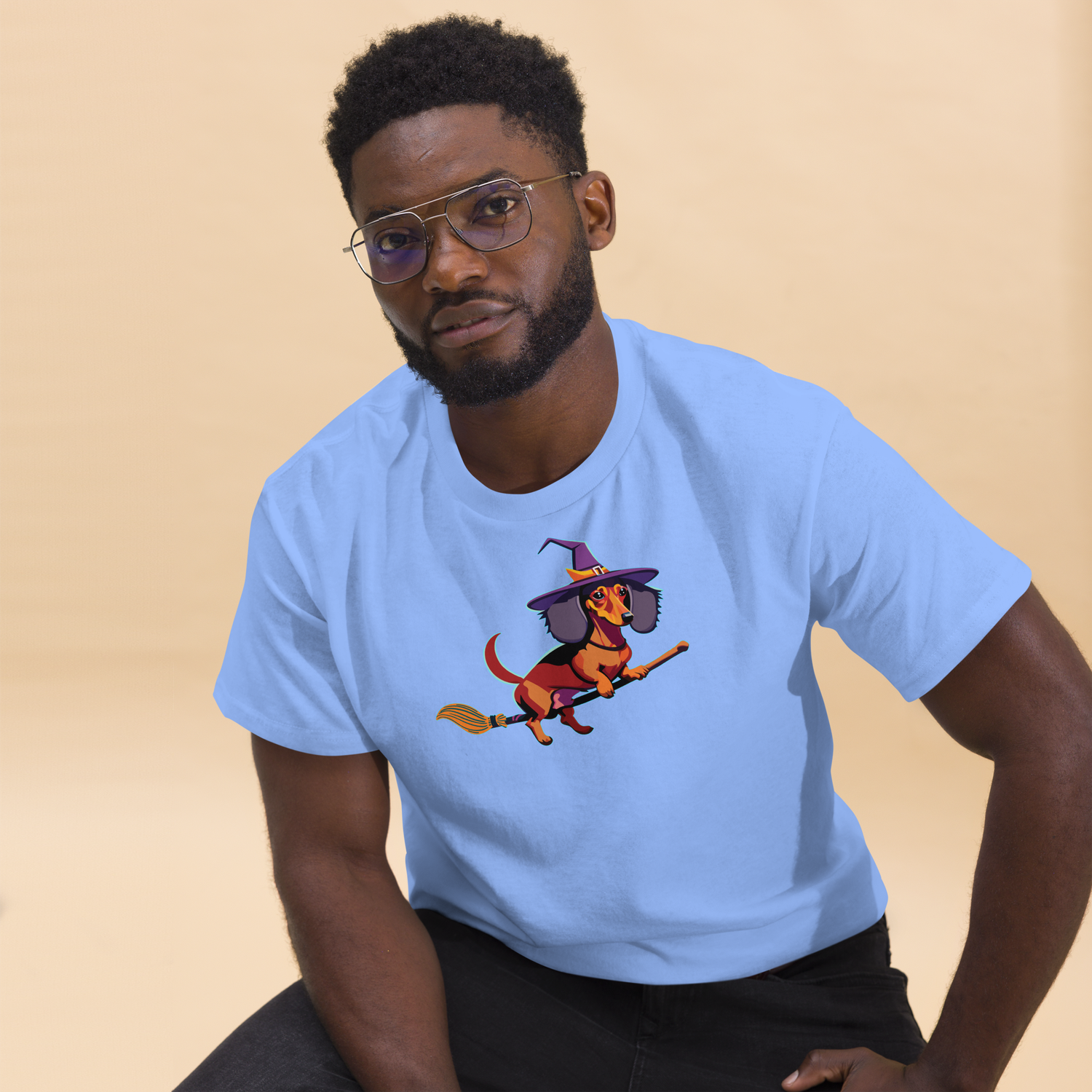 Unisex classic tee - Dachshund Halloweenie Witch