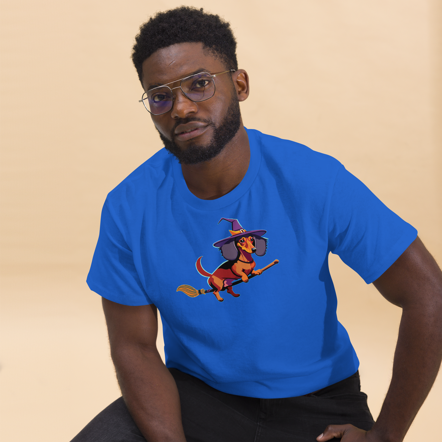 Unisex classic tee - Dachshund Halloweenie Witch