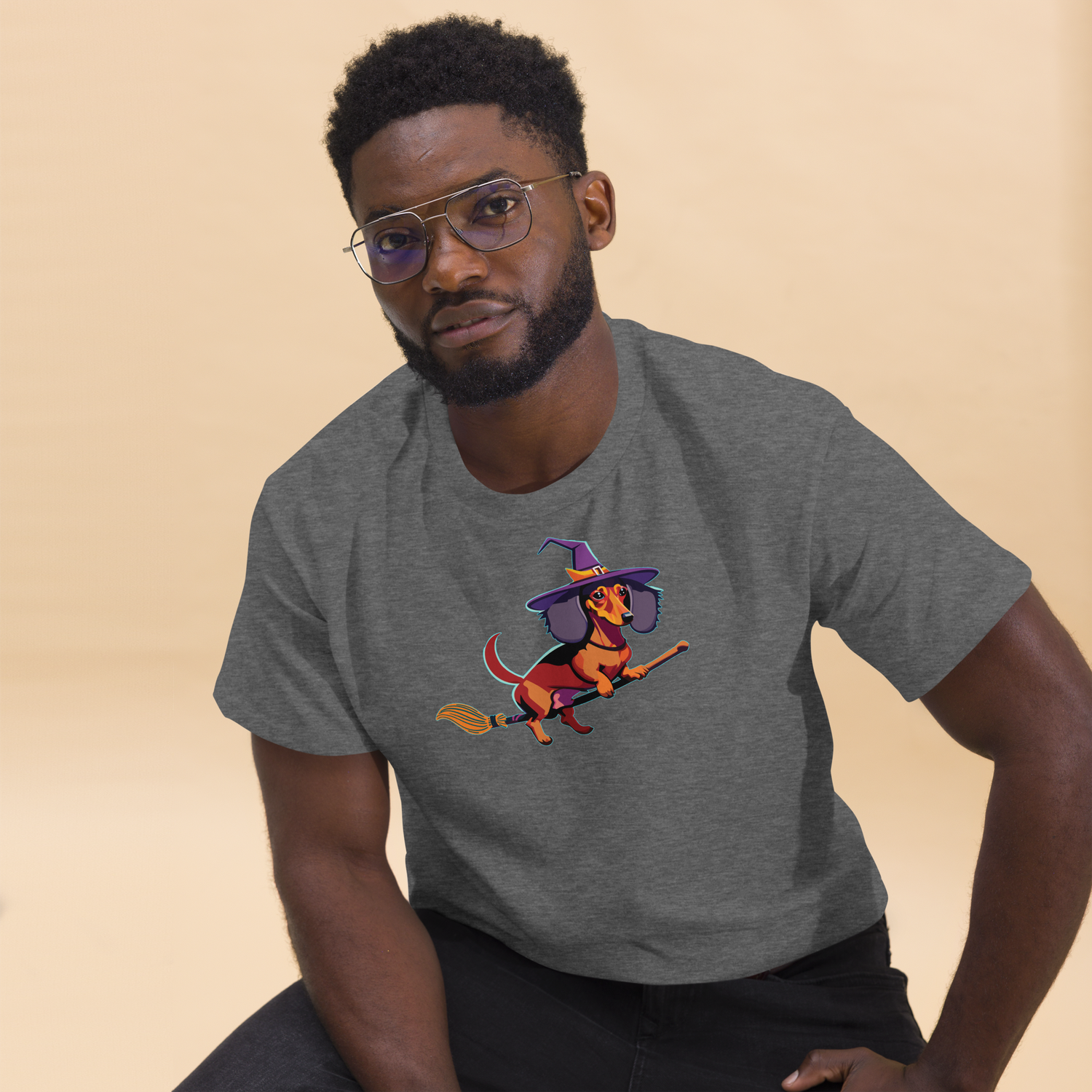 Unisex classic tee - Dachshund Halloweenie Witch