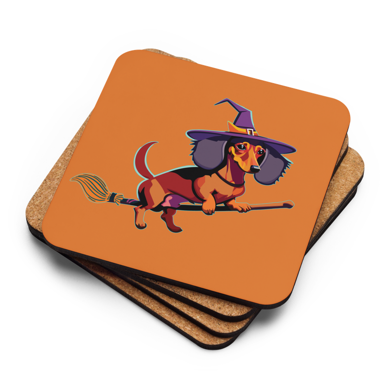 Cork-back coaster - Dachshund Halloweenie - Pumpkin Spice