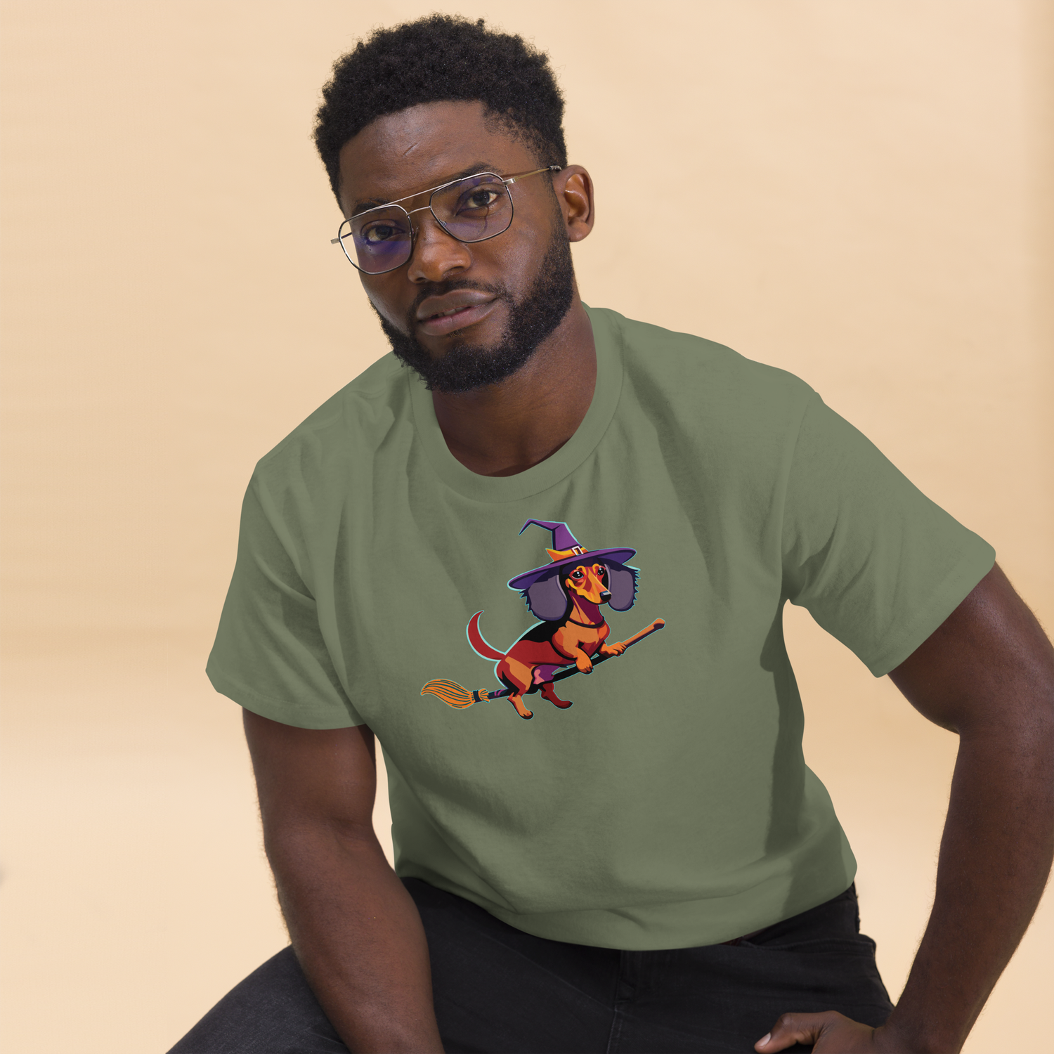 Unisex classic tee - Dachshund Halloweenie Witch