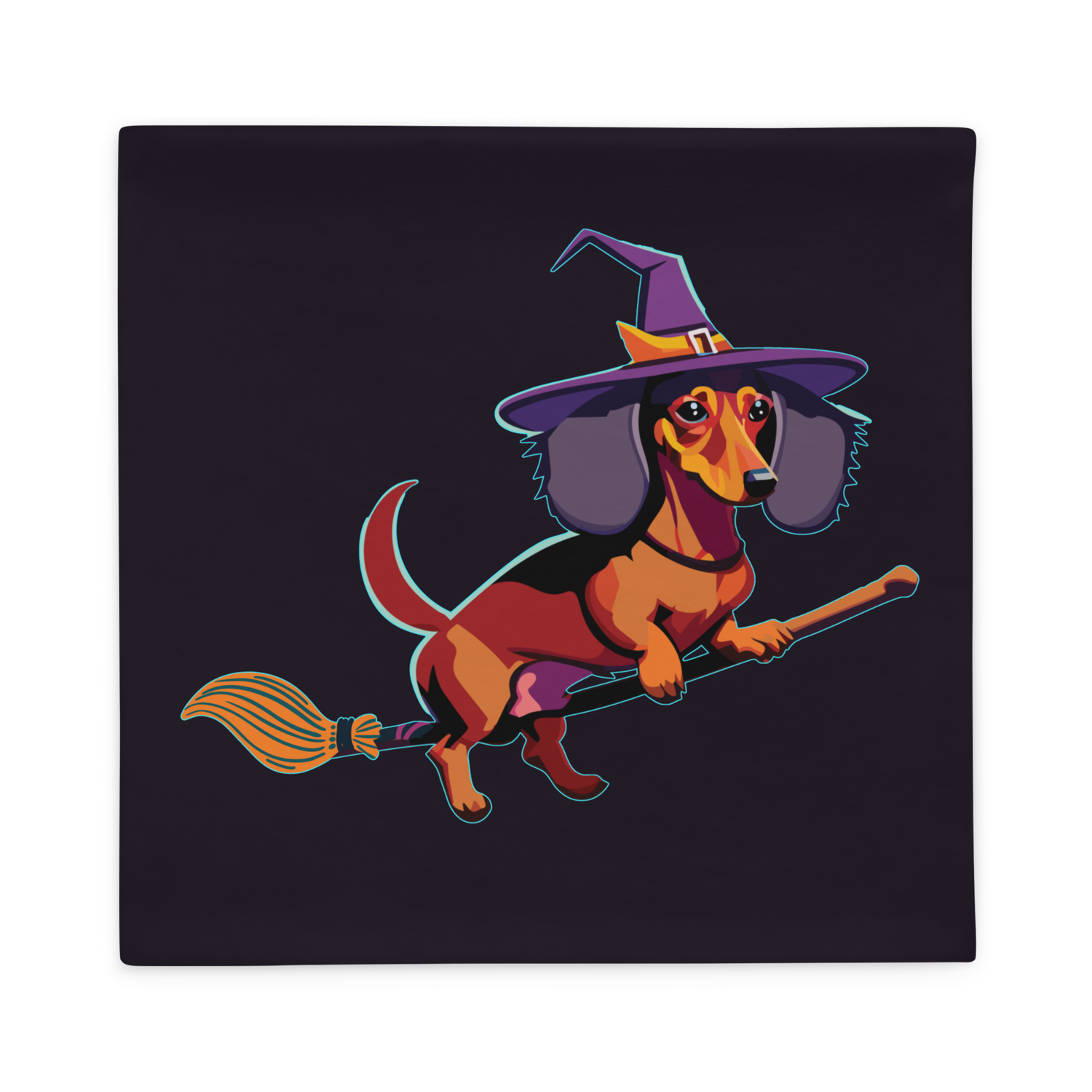 Throw Pillow (with filling) - Dachshund Halloweenie - Midnight