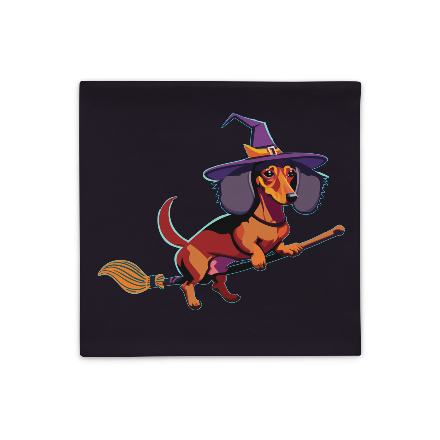 Throw Pillow (with filling) - Dachshund Halloweenie - Midnight