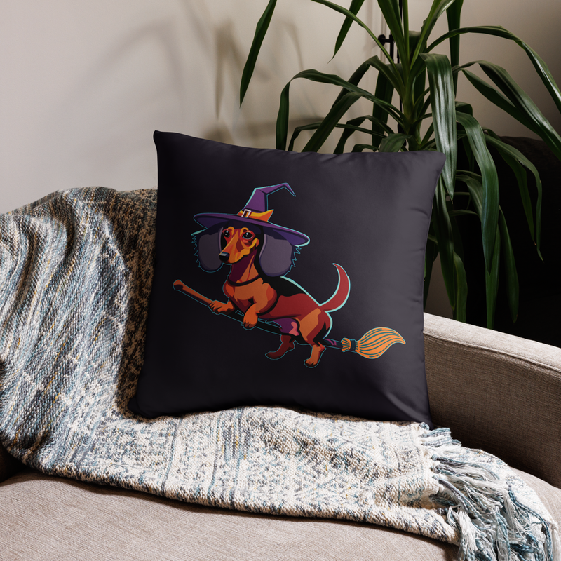 Throw Pillow (case only) - Dachshund Halloweenie - Midnight