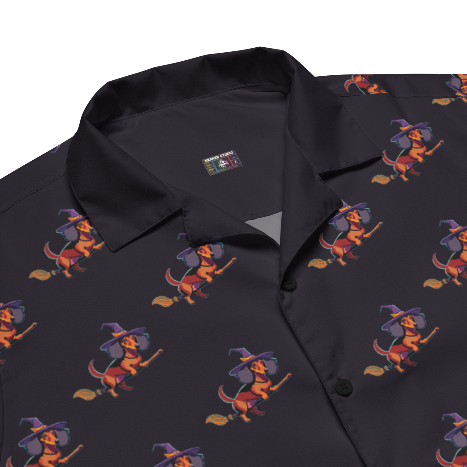 Unisex button shirt - Dachshund Halloweenie Witch
