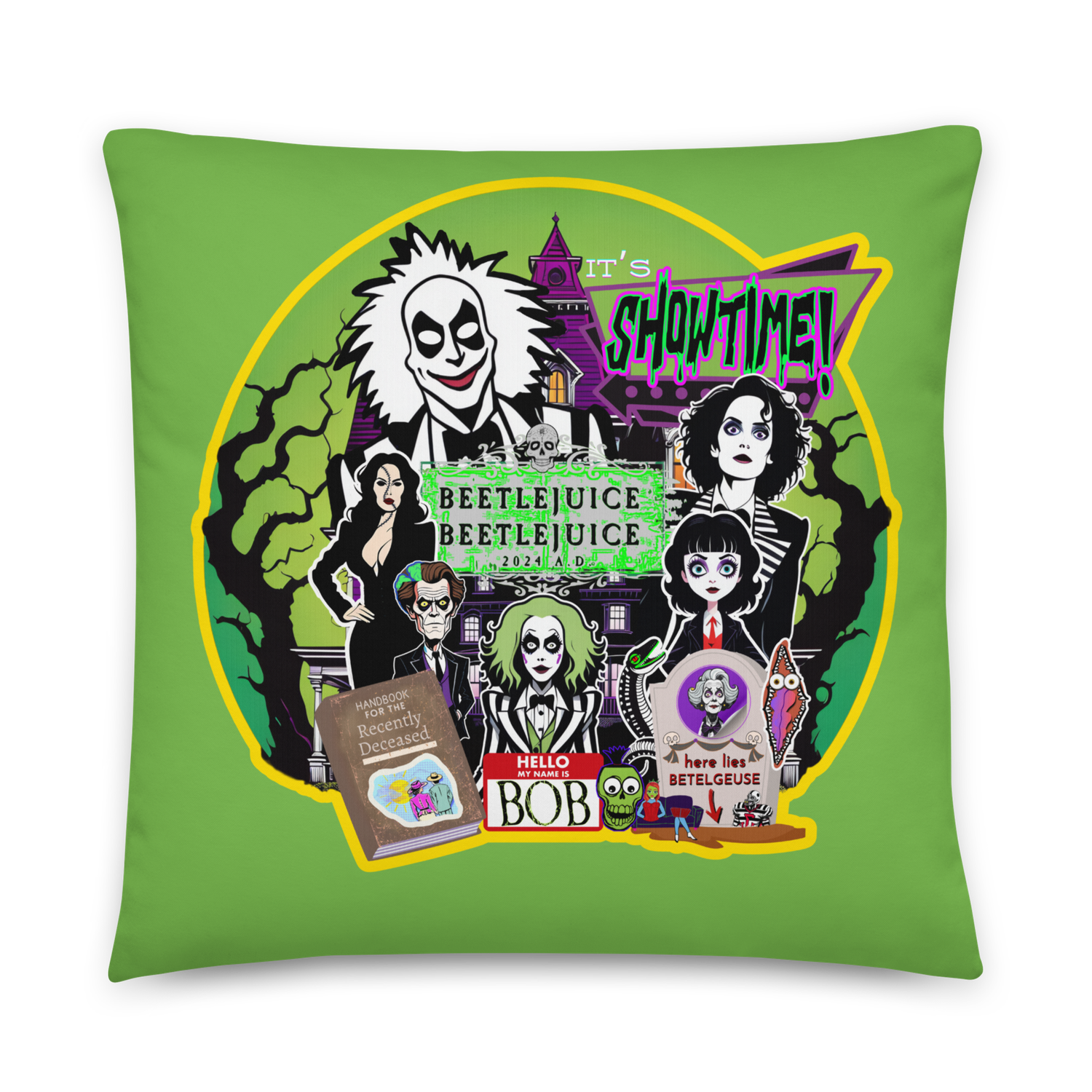 Throw Pillow (with filling) - It&#39;s Showtime: Beetlejuice, Beetlejuice!