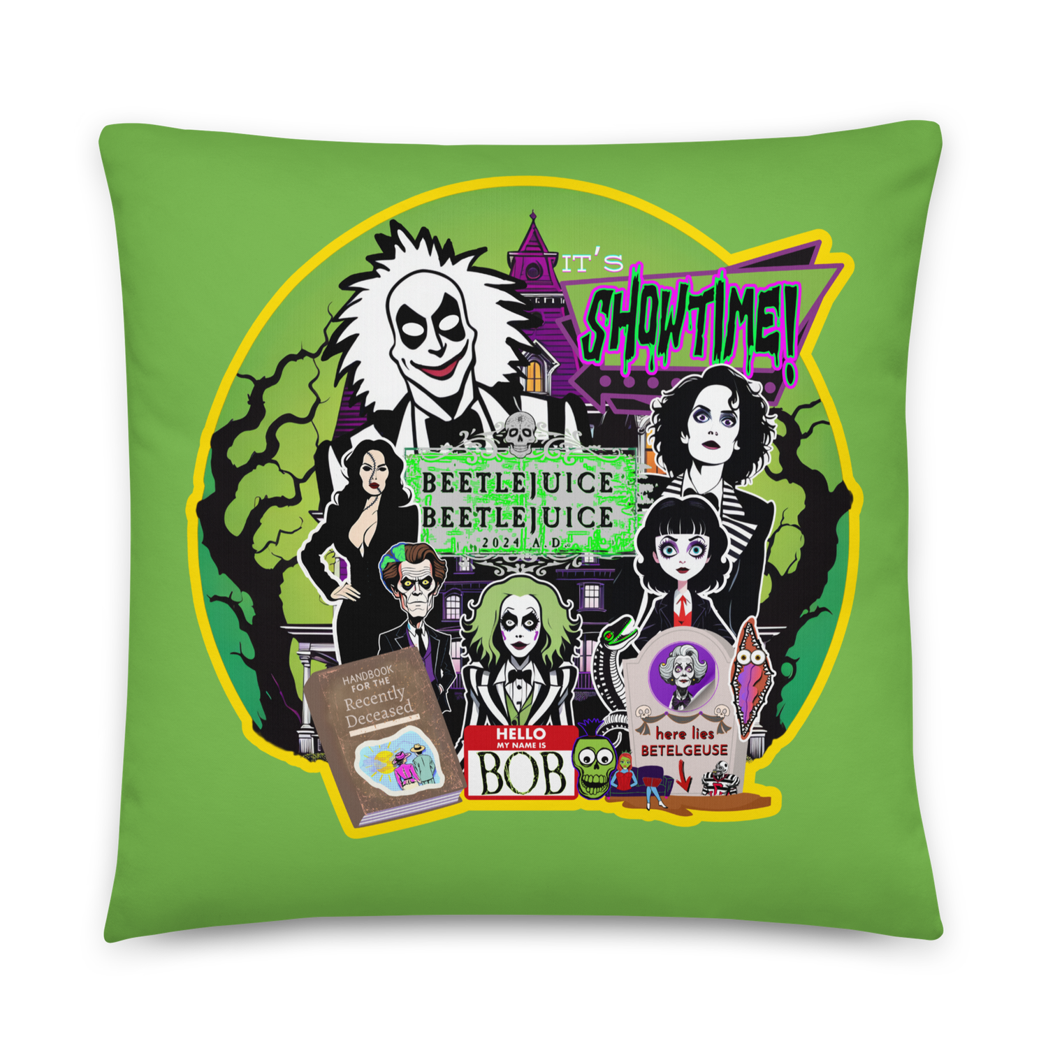 Throw Pillow (with filling) - It&#39;s Showtime: Beetlejuice, Beetlejuice!