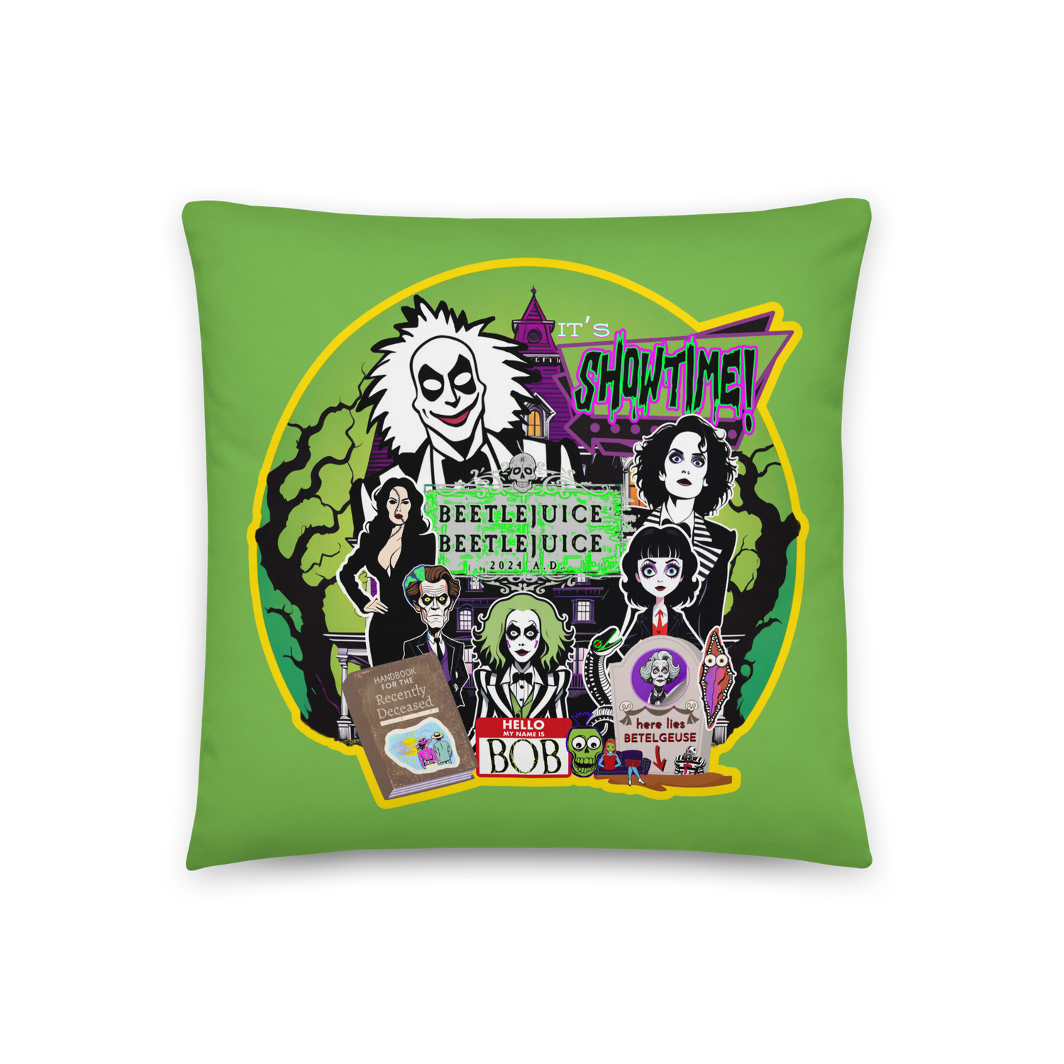 Throw Pillow (with filling) - It&#39;s Showtime: Beetlejuice, Beetlejuice!