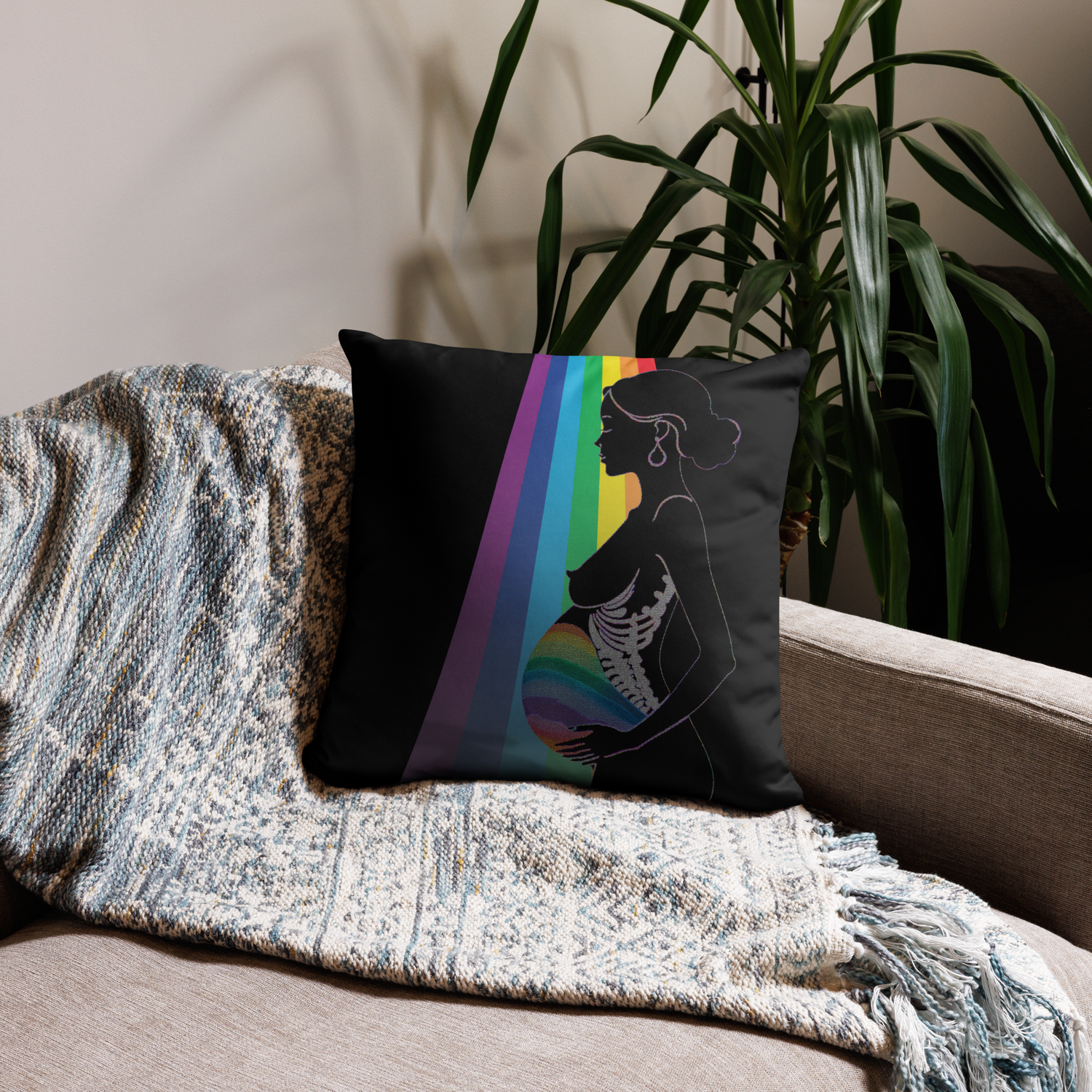 Throw Pillow (case only) - Motherhood - Rainbow Baby