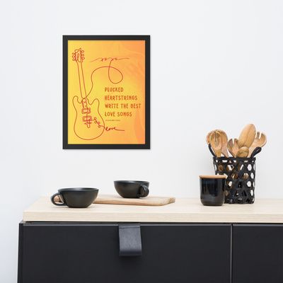Framed Wall Art - Heartstring Guitars - Orange (Overlaid-Prose)