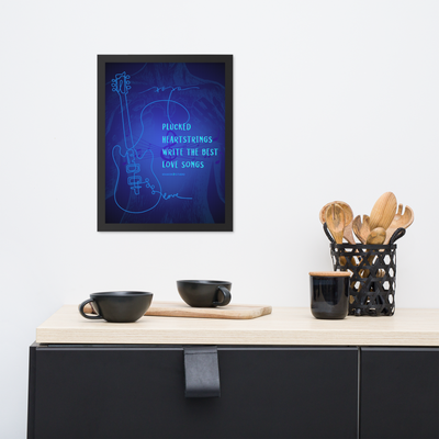 Framed Wall Art - Heartstring Guitars - Blue (Overlaid-Prose)