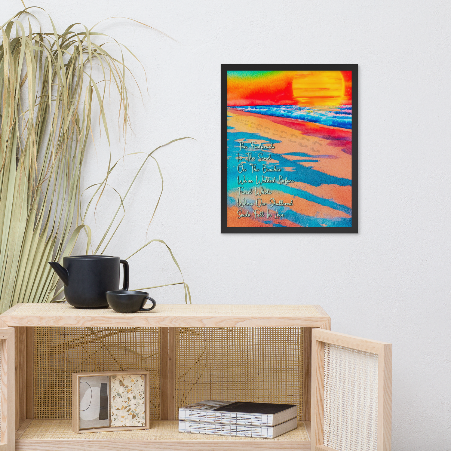 Framed Wall Art - Those Footprints In The Sand (Overlaid-Prose)
