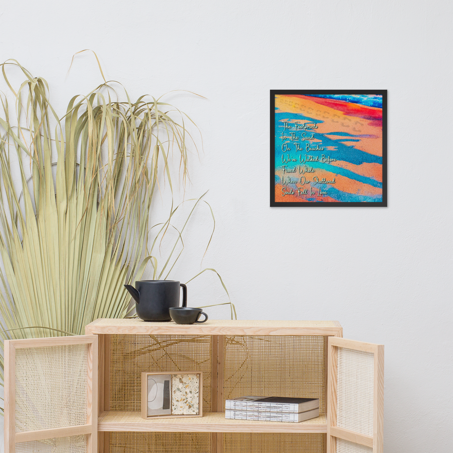 Framed Wall Art - Those Footprints In The Sand (Overlaid-Prose)