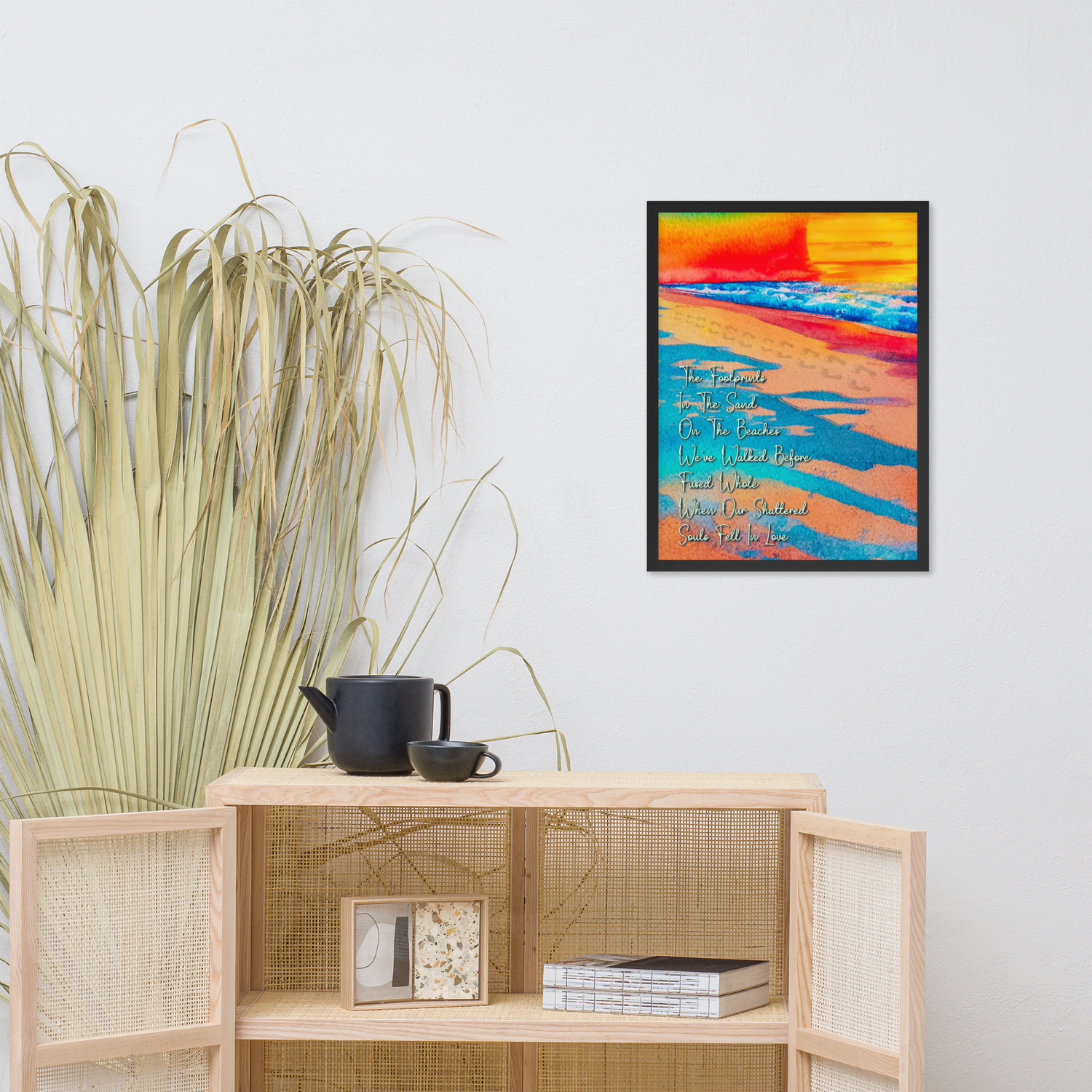 Framed Wall Art - Those Footprints In The Sand (Overlaid-Prose)