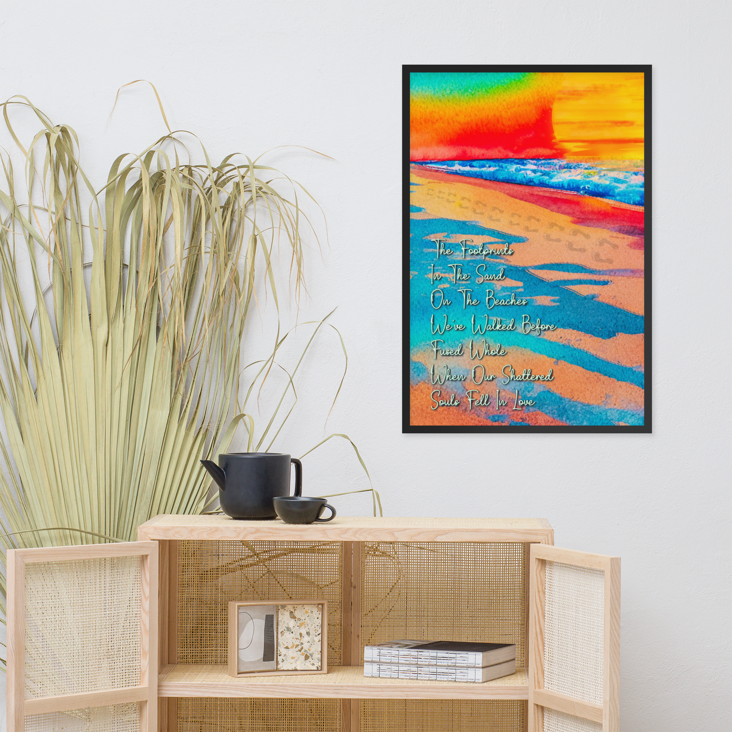 Framed Wall Art - Those Footprints In The Sand (Overlaid-Prose)