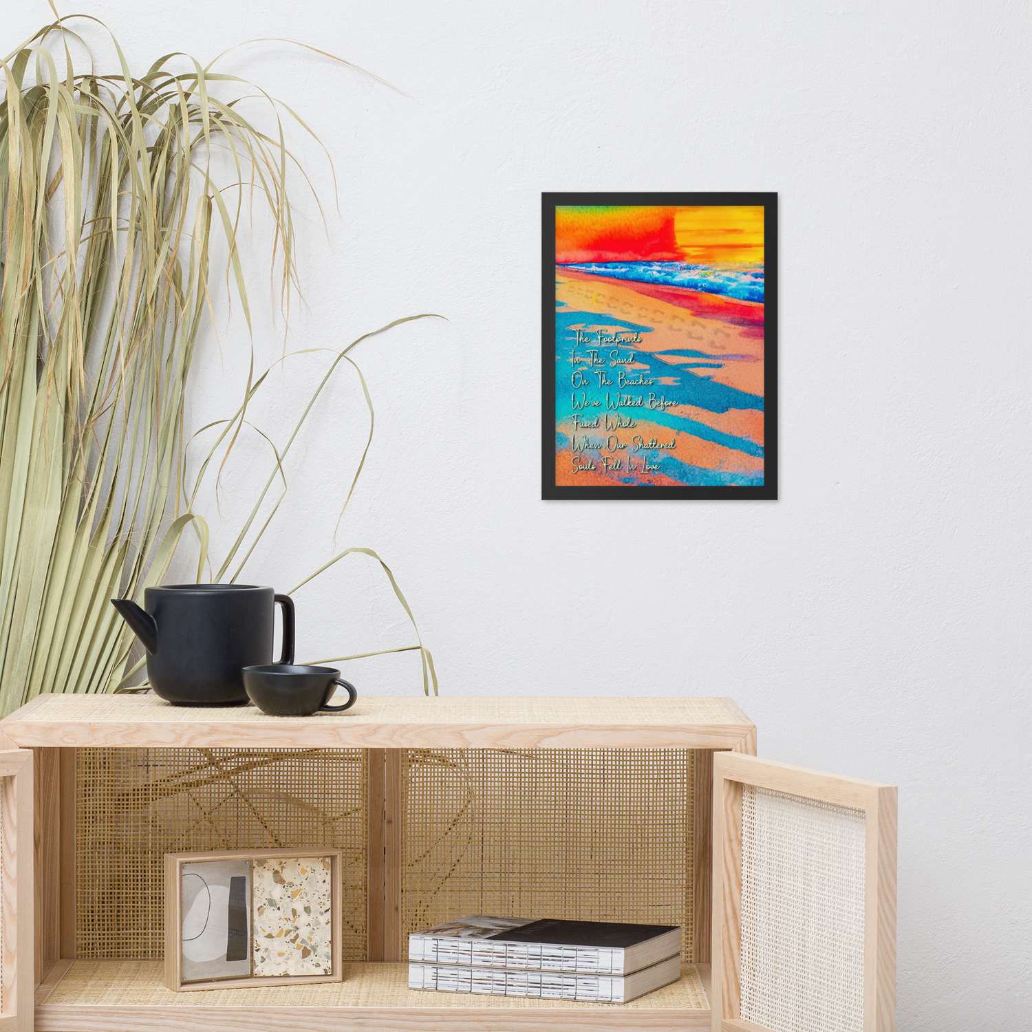Framed Wall Art - Those Footprints In The Sand (Overlaid-Prose)
