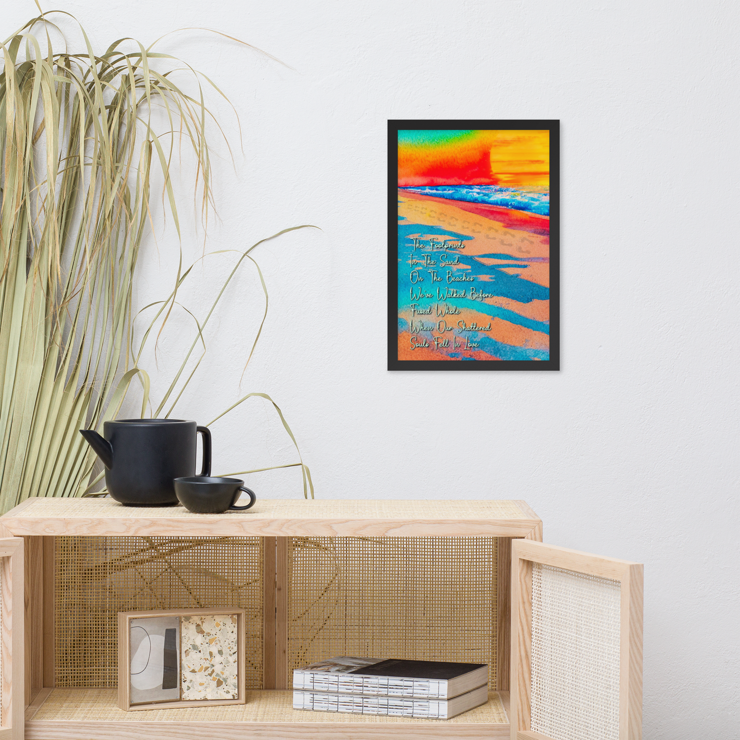 Framed Wall Art - Those Footprints In The Sand (Overlaid-Prose)