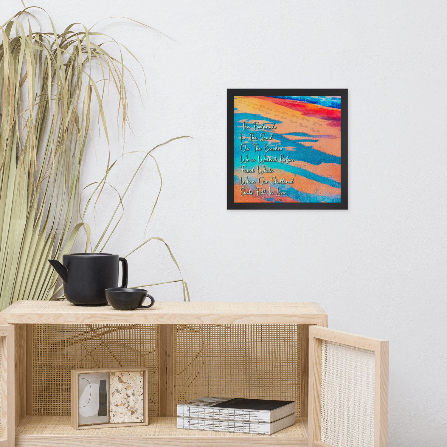 Framed Wall Art - Those Footprints In The Sand (Overlaid-Prose)